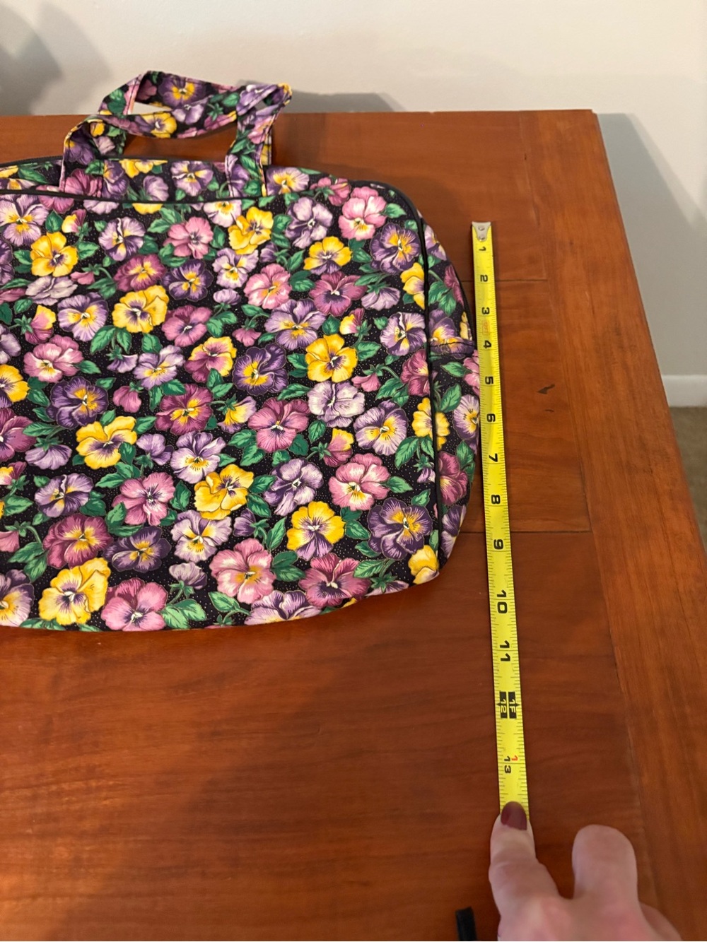 Vintage Pansy Floral Travel Garment Bag & Makeup Case Ted Lapidus Paris - Picture 7 of 12